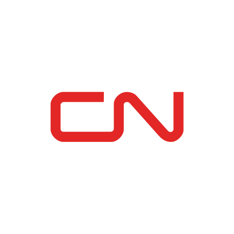 The image is a logo or icon related to the Canadian National Railway. It features a red symbol or graphic design that represents the company.