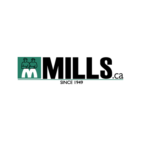 The image is a black and white sign with the text "MILLS.ca SINCE 1949." It is a Mills logo design.